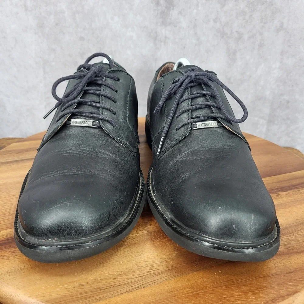 Clarks Oxford Shoes Mens 11 M‎ Black Leather Waterproof Lace Up Casual 82465